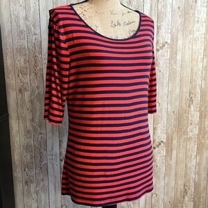 Spense Red & Blue Striped 3/4 Sleeve Shirt